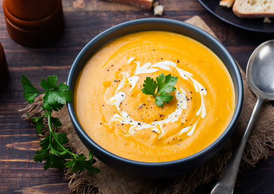 crema de calabaza y zanahoria, receta baja en FODMAP para SIBO