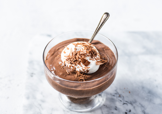 mousse de chocolate baja en FODMAP apta para SIBO