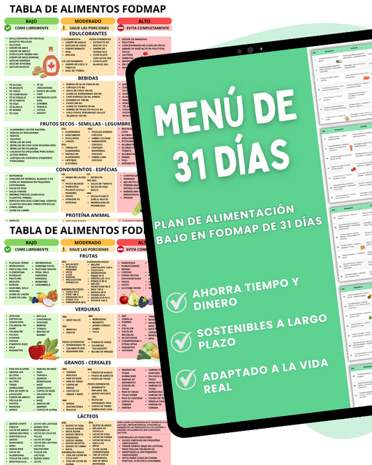 Tabla + Menú FODMAP 31 Días